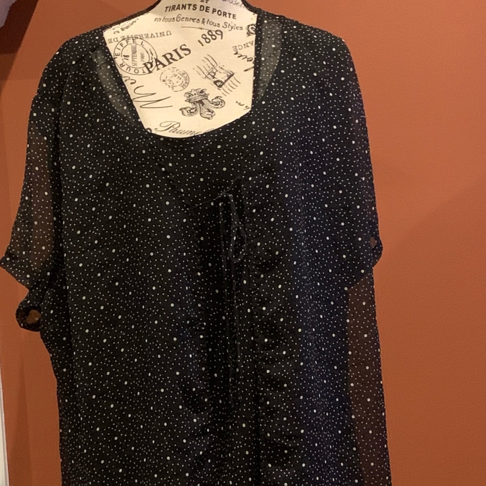 Jaclyn Smith 3x black/white polka dot blouse